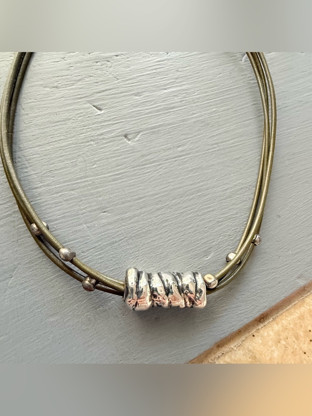 Silpada 925 Sterling Silver Twist Bead Multi-Strand Olive Necklace